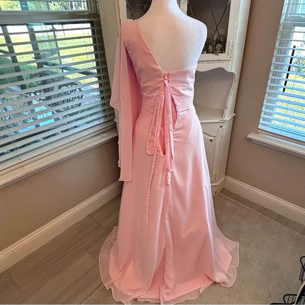 NEW Pastel Pink Dress, Pink Prom Dress, One Shoulder Dress, NWOT Sice XL/16 - Picture 9 of 11